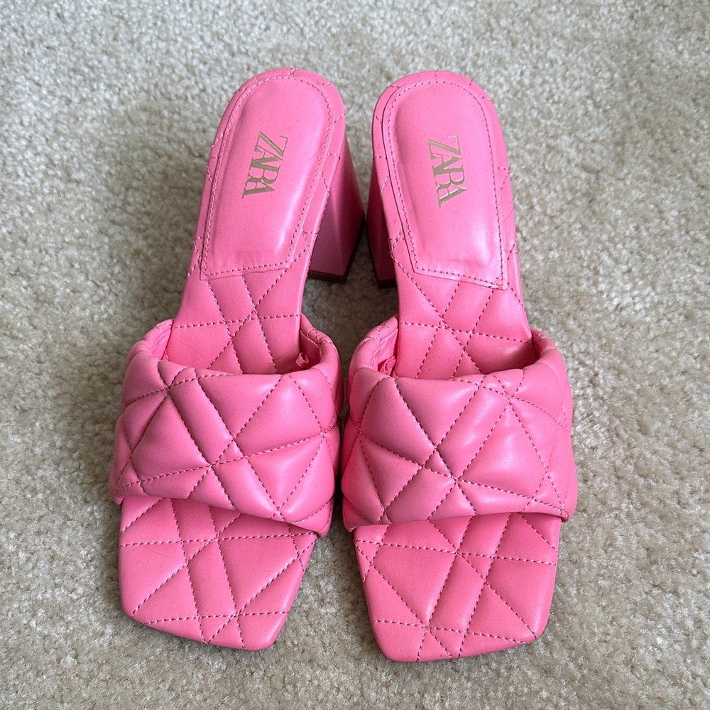 Zara Pink Quilted Mules